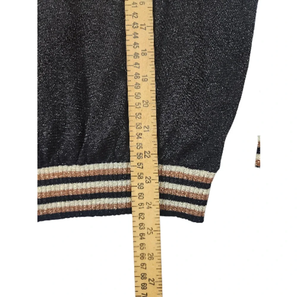 Free People gold dust plunging v-neck color block pullover sweater sz large crop